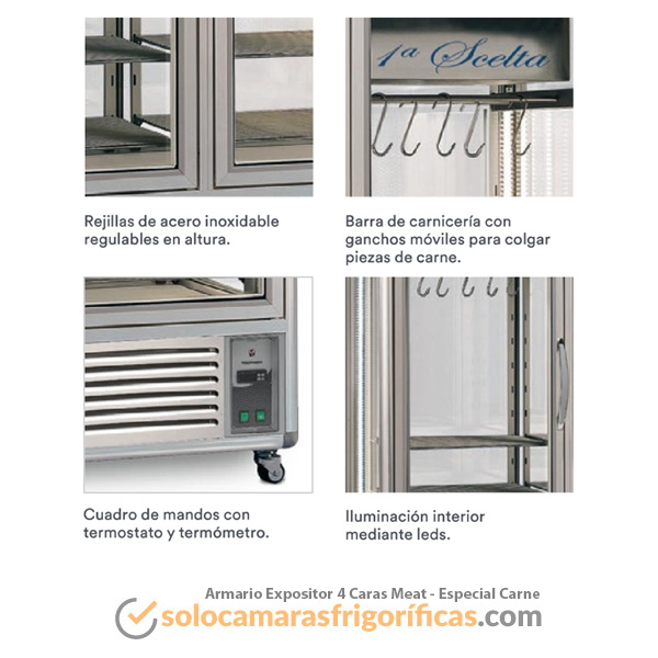 Armario Expositor Refrigeración 4 Caras MEAT- Especial Carne