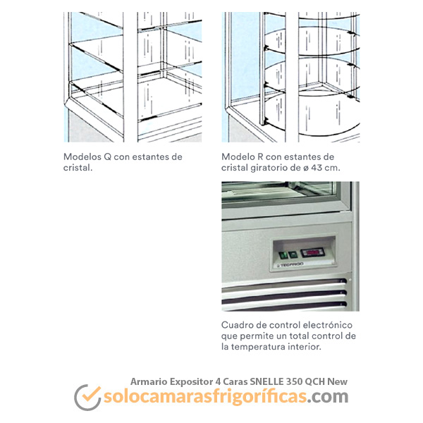 Armario Expositor Refrigerado 4 Caras SNELLE 350 QCH New