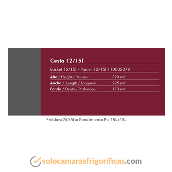 Características Cesta Freidora de Pie 750 ALTO RENDIMIENTO 15L+15L FAINCA