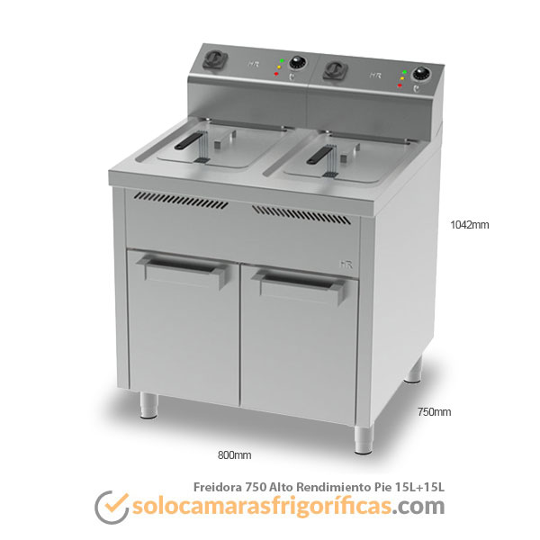 Medidas Freidora de Pie 750 ALTO RENDIMIENTO 15L+15L FAINCA