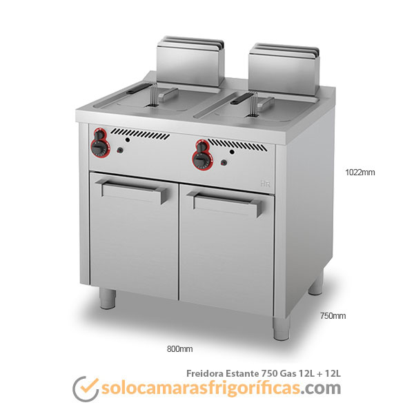 Medidas Freidora de Pie 750 GAS 12L+12L 6KW FAINCA