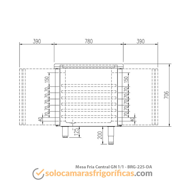 Ficha Técnica Mesa Fria Central GN 1/1 - BRG-225-DA