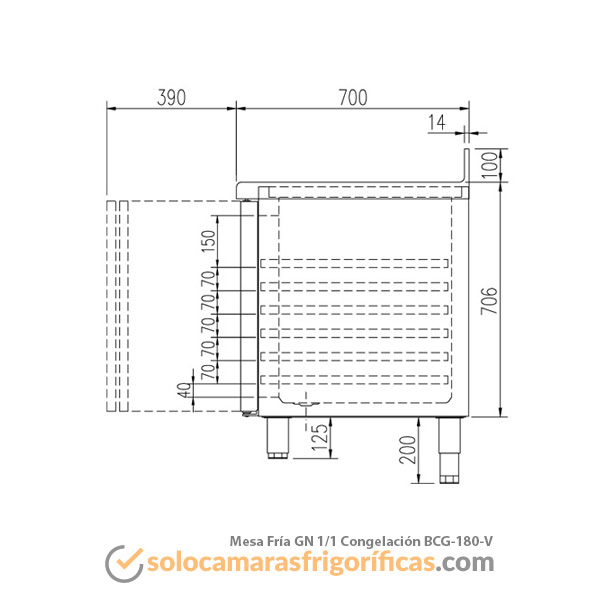 Ficha Técnica Mesa Fría GN 1/1 Congelación - BCG-180-V
