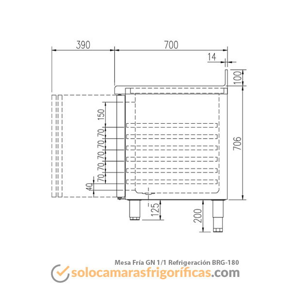 Ficha Técnica Mesa Fría GN 1/1 Refrigeración - BRG-180 