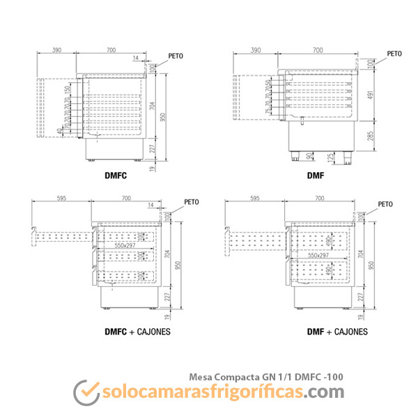 Ficha Técnica Mesa Fría Compacta GN 1/1-DMFC-100