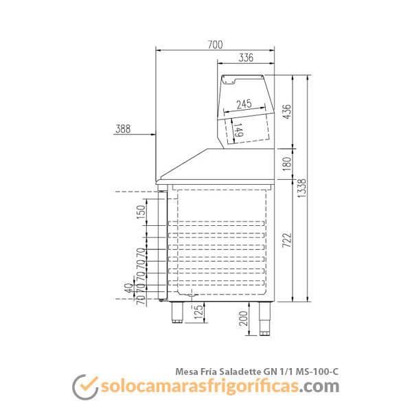 Mesa Fría Saladette GN 1/1-MS-100-C