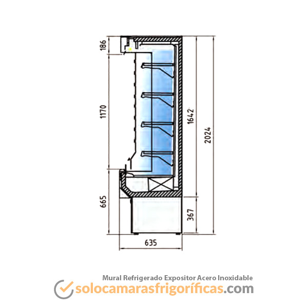 Dibujo Técnico Mural Refrigerado Expositor Acero Inoxidable MI-5