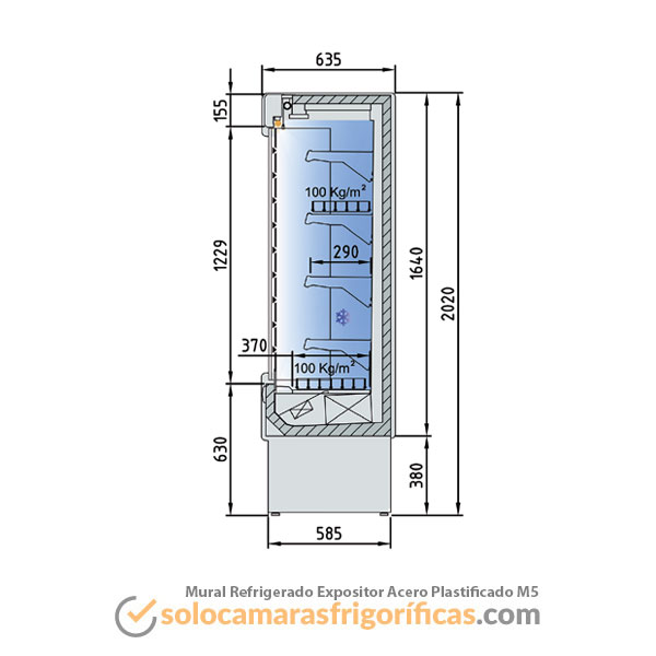 Dibujo Técnico Mural Refrigerado Expositor Acero Plastificado M5