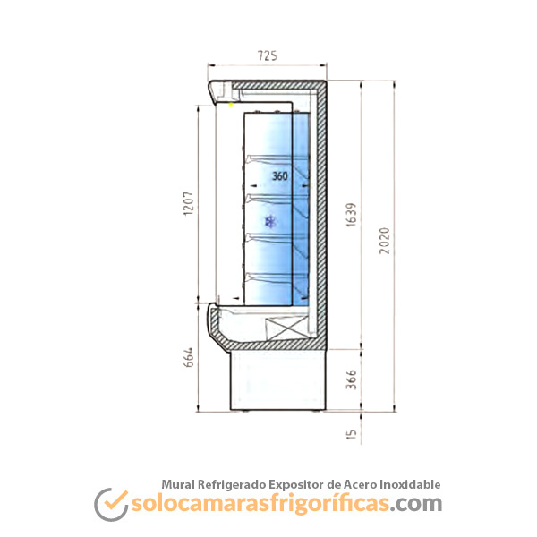 Mural Refrigerado Expositor de Acero Inoxidable