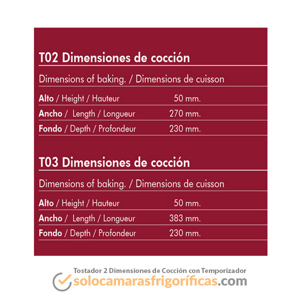 Detalles Tostadora 2 Dimensiones de Cocción con Temporizador