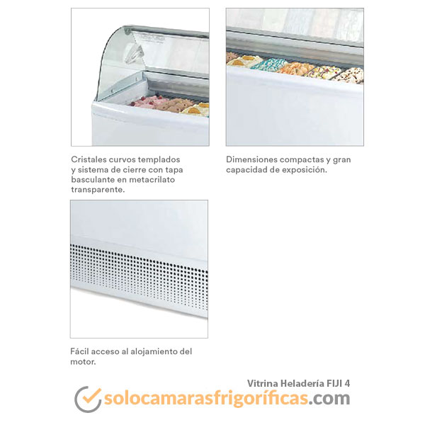 Vitrina Expositora Refrigerada Heladería - Cristal Recto ISSETA 4 S TP