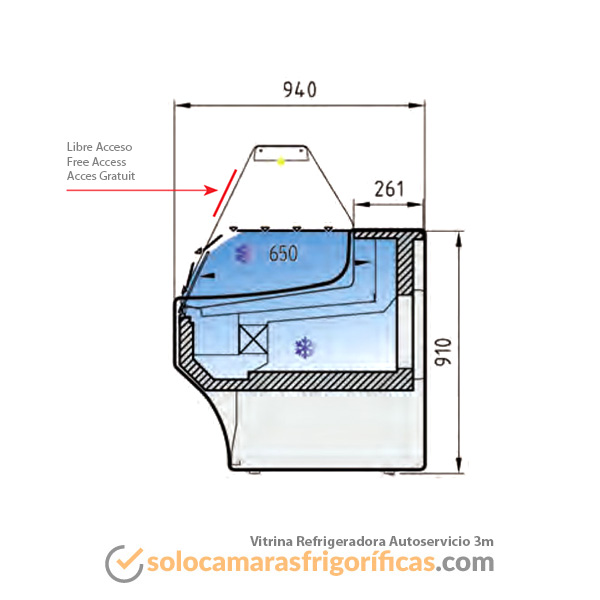 Dibujo Técnico Vitrina Expositora Refrigerada Autoservicio 3m