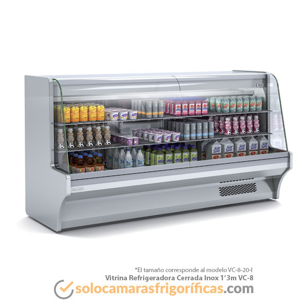 Vitrina Expositora Refrigerada Cerrada Inox 1'3m VC-8