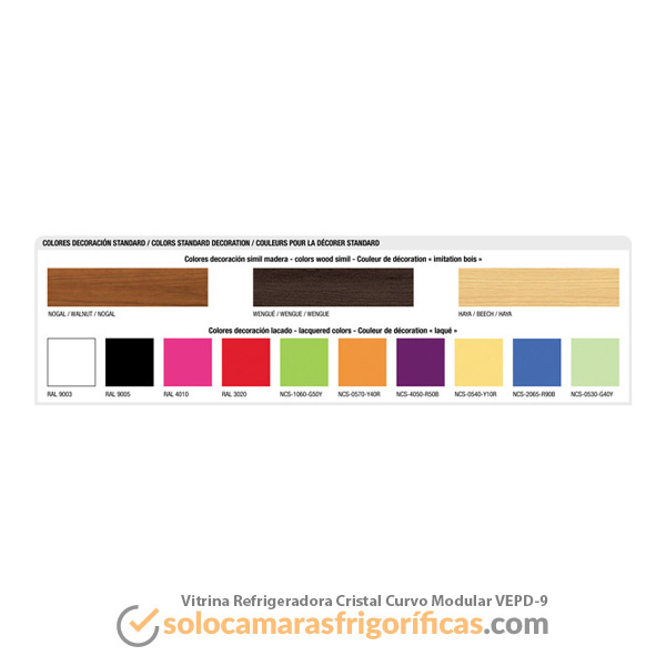 Paleta color Vitrina Expositora Refrigerada Curvo Modular VEPD-9