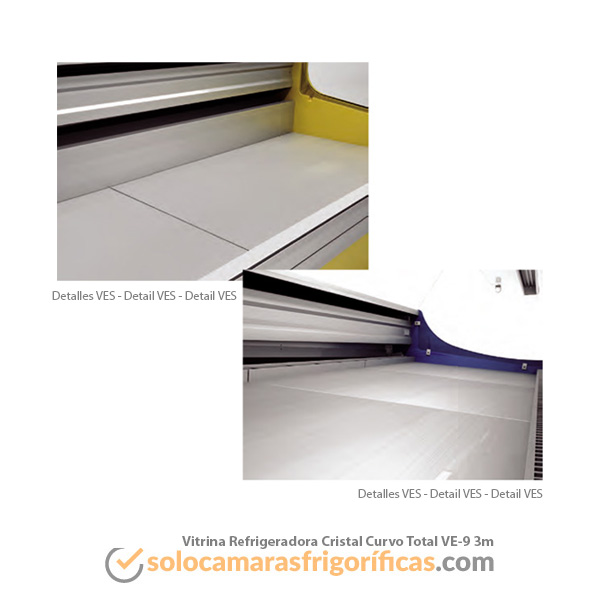 Detalles Vitrina Expositora Refrigerada Cristal Curvo Total VE-9 3m