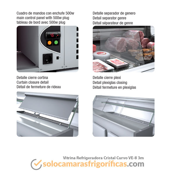 Vitrina Expositora Refrigerada Cristal Curvo VE8 3m