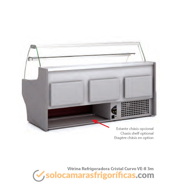 Chasis Vitrina Expositora Refrigerada Cristal Curvo VE8 3m