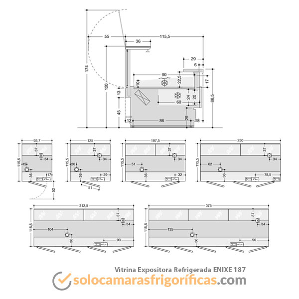 Plano Técnico Vitrina Expositora Refrigerada ENIXE 93 - EUROFRED