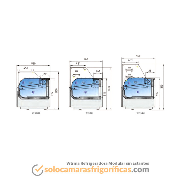 Dibujo Técnico Vitrina Expositora Refrigerada Modular sin Estantes