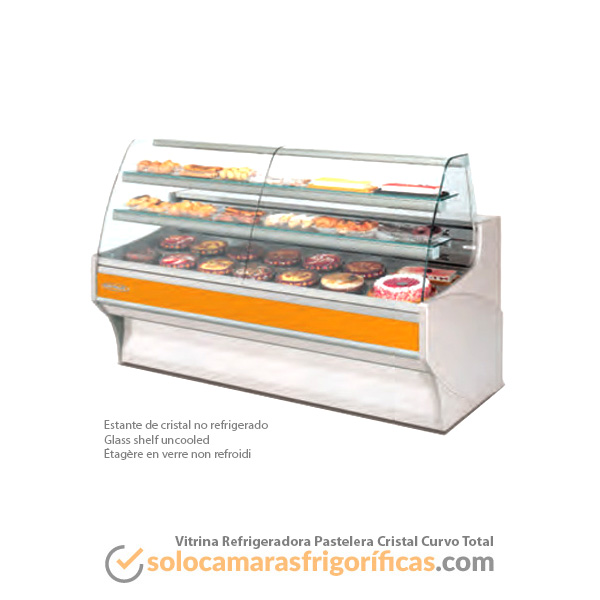 Detalles Vitrina Expositora Refrigerada Pastelera Cristal Curvo Total VEP-9