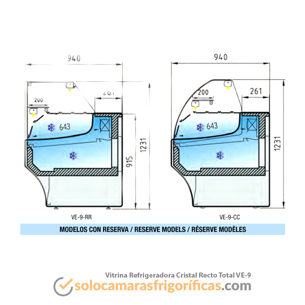 Dibujo Técnico Vitrina Expositora Refrigerada Recto Total VE-9
