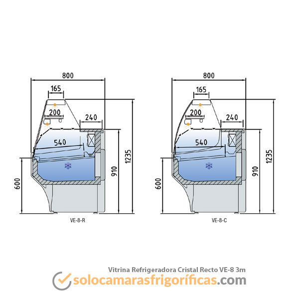 Dibujo Técnico Vitrina Expositora Refrigerada VE8 3m