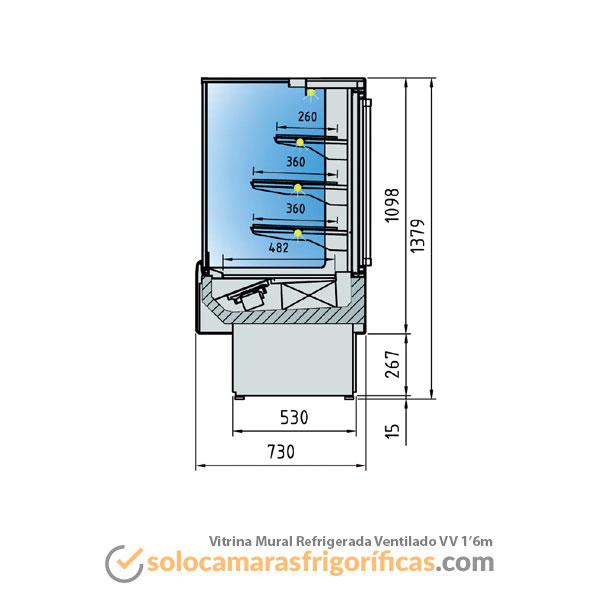Dibujo Técnico (B) Vitrina Mural Refrigerada Ventilado VV 1'6m