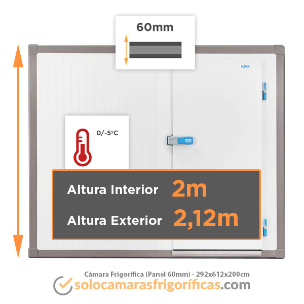 Cámara Frigorífica KIDE - 292x612x200cm (Panel 60mm)