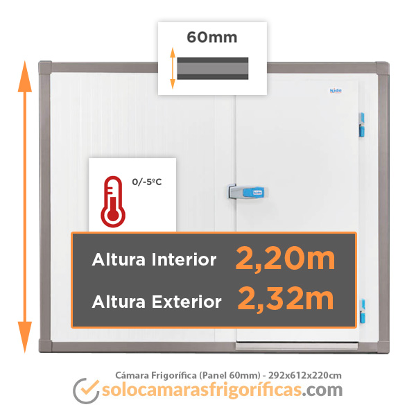 Cámara Frigorífica KIDE - 292x612x220cm (Panel 60mm)