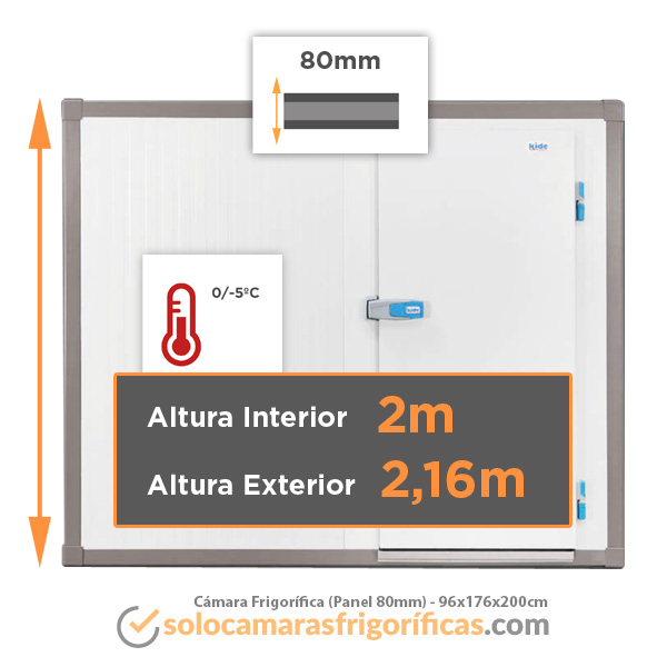 Cámara Frigorífica KIDE - 96x172x200cm (Panel 80mm)