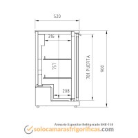 Armario Refrigerado Expositor EHB-150 DOCRILUC - Dibujo Técnico