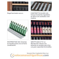 Detalles Armario Vino Refrigeración Cantinetta Glass Lux