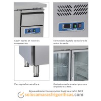 Detalles Bajomostrador Conservación Gastronorm SC 2200 Eurofred