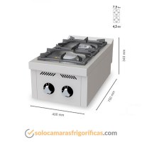 Medidas Cocina Industrial 2 Fogones Sobremesa C2F750S FAINCA