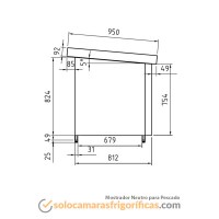 Dibujo técnico Mostrador Neutro para Pescado