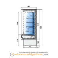 Dibujo Técnico Mural Refrigerado Expositor Acero Inoxidable MI-8-100