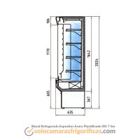 Dibujo Técnico Mural Refrigerado Expositor Acero Plastificado M5 2'4m