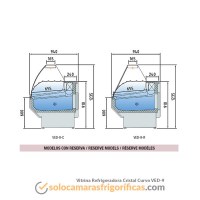 Dibujo Técnico Vitrina Expositora Refrigerada Cristal Curvo VED-9