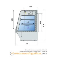 Dibujo técnico Vitrina Expositora Refrigerada Cerrada Inox 1'3m VC-8