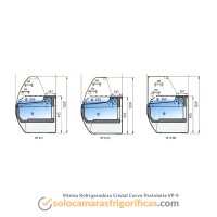 Dibujo Técnico Vitrina Expositora Refrigerada Curvo Pasteleria VP-9