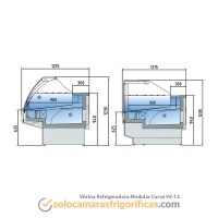 Vitrina Expositora Refrigerada Modular Curva VE-12  (Dibujo Técnico)