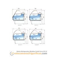 Dibujo Técnico Vitrina Expositora Refrigerada Modular Curvo VE-10