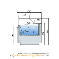 Dibujo Técnico Vitrina Expositora Refrigerada Modular Pasteleria VEG-10-10-TF