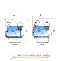 Dibujo Técnico Vitrina Expositora Refrigerada Modular Cristal Recto VEPD-9