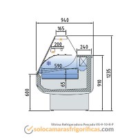 Dibujo técnico Vitrina-Expositora-Refrigerada-Pescado-VE-9-10-R-P