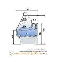 Plano Técnico Vitrina Expositora Refrigerada Recto - Baño Maria