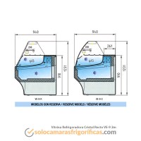 Dibujo Técnico Vitrina Expositora Refrigerada Cristal Recto VE-9 2m