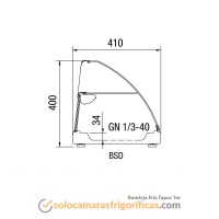Dibujo Técnico Bandeja Fría para Tapas Bar 1m